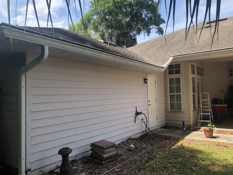 Patio side of home before repaint